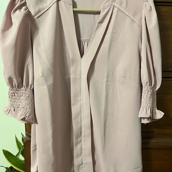 Elegant Pink Blouse with Ruffled Sleeves - Picture 1 of 2